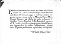 Invito del segretario Francesco Manara ad un’accademia in memoria di M. Olginati, moglie del principe Pio Belcredi. 

Biblioteca Universitaria di Pavia, Ticinesi 533.3⁄589