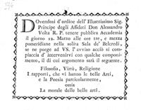 Invito del principe Alessandro Volta ad un'accademia. Biblioteca Universitaria di Pavia, Ticinesi 533.3/596