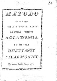 Metodo del 1775. Biblioteca Universitaria di Pavia, Miscellanea Belcredi 25/12