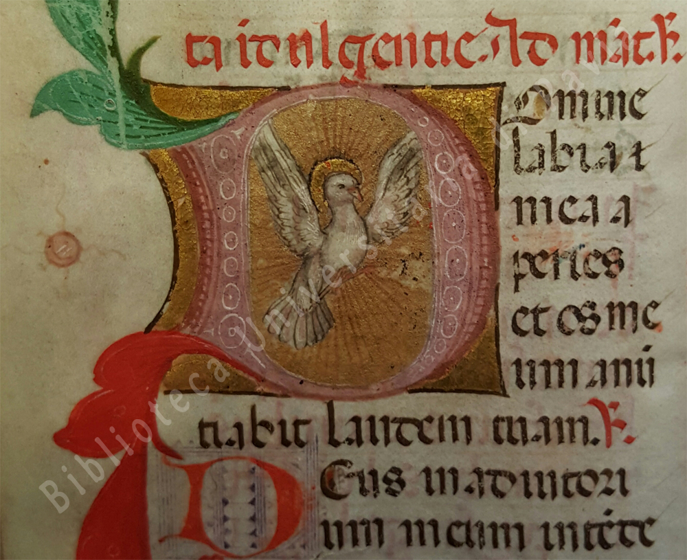 Libro d’ore all’uso ambrosiano. Aldini 7, c. 93v: La Colomba dello Spirito Santo