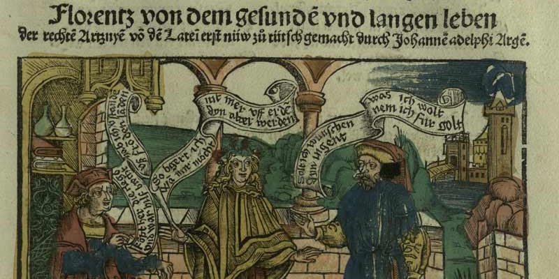 Hieronymus Brunschwig, Medicinarius, liber de arte distillandi simplicia et composita. Strasburgo, Gruninger, 1505 (Rari D 14)