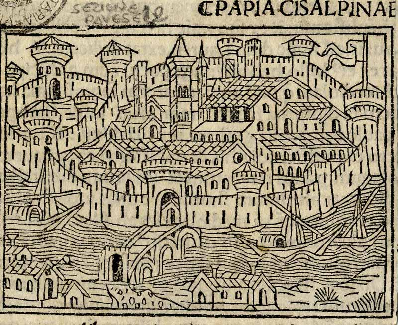 Veduta di Pavia, incisore Gerolamo de Sancti, XVI sec. (Stampe pavesi 1 02)