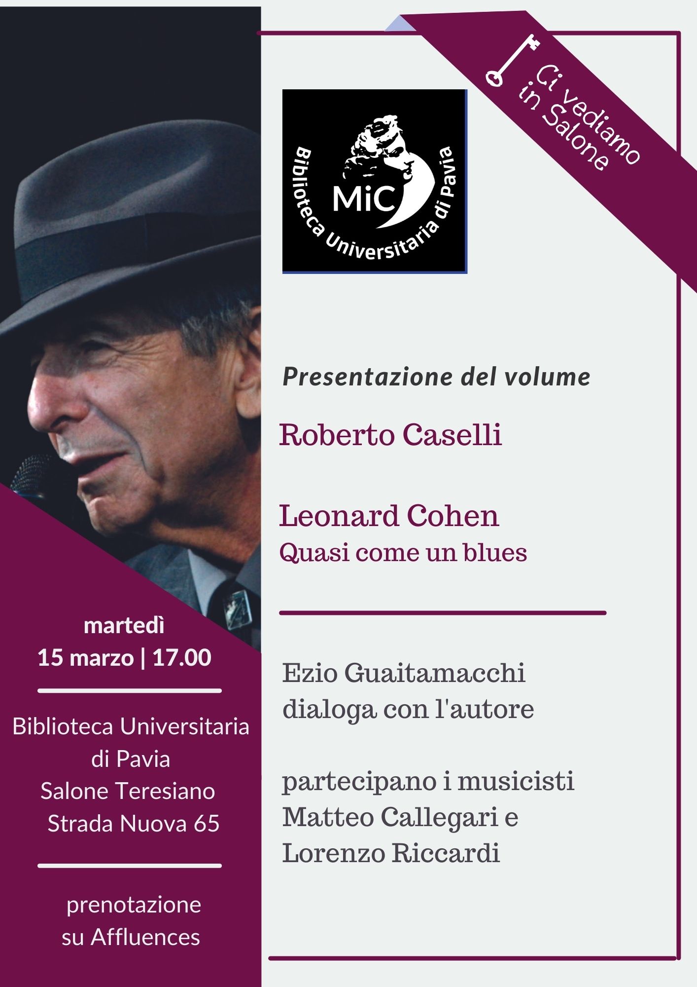 Leonard Cohen. Quasi come un blues di Roberto Caselli - Locandina