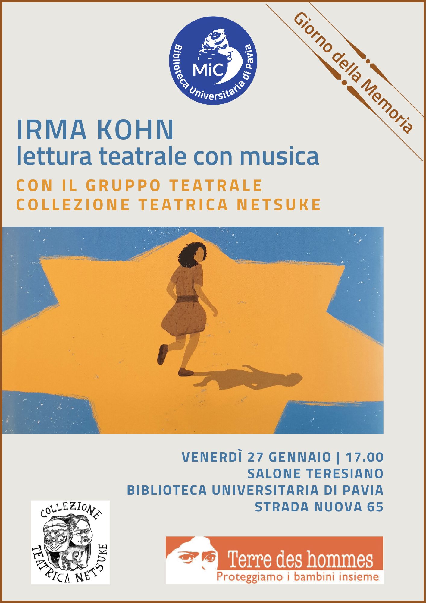 Irma Kohn. Lettura teatrale con musica - Locandina