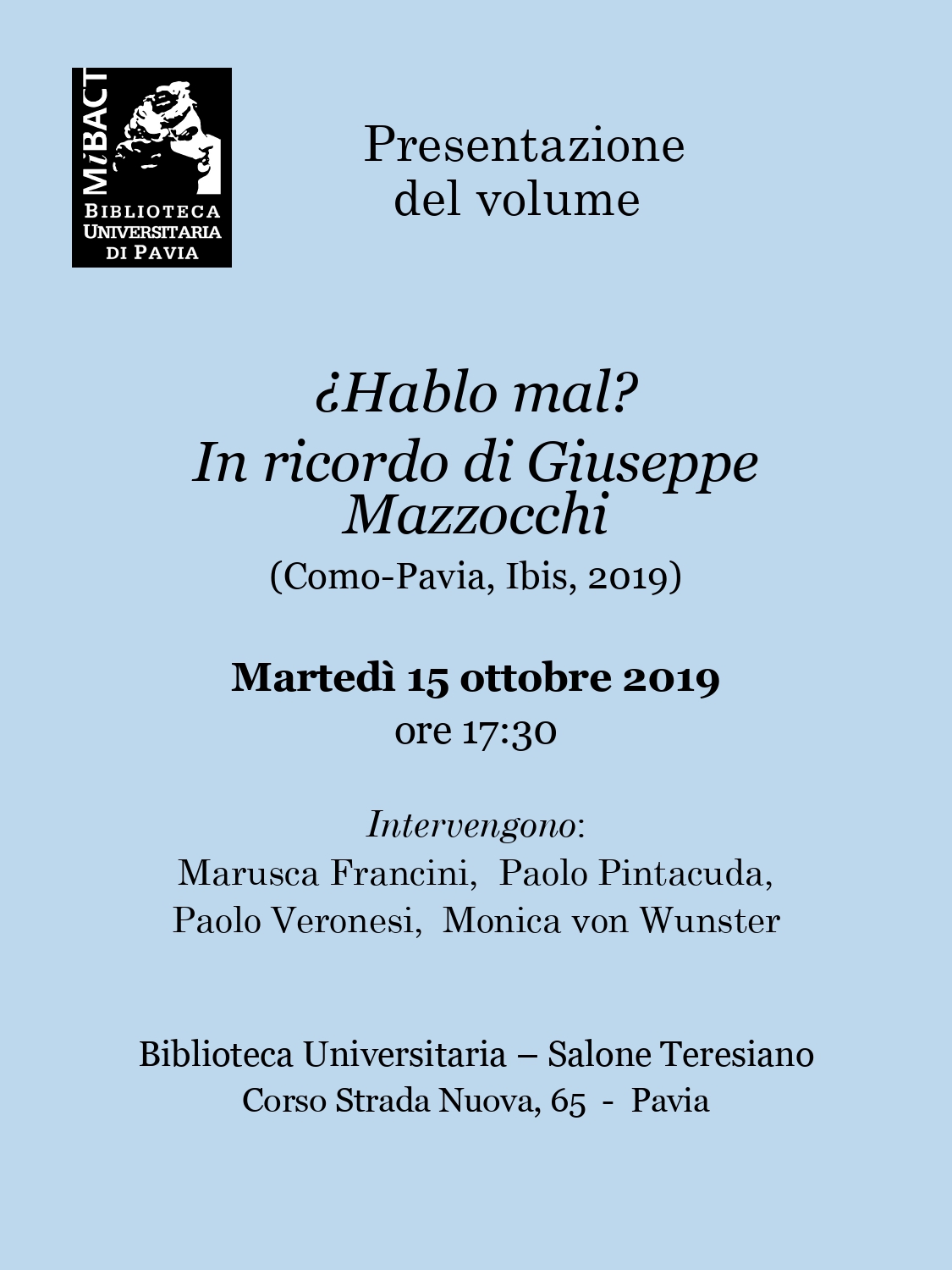 Hablo mal? In ricordo di Giuseppe Mazzocchi, a cura di Marusca Francini e Paolo Pintacuda