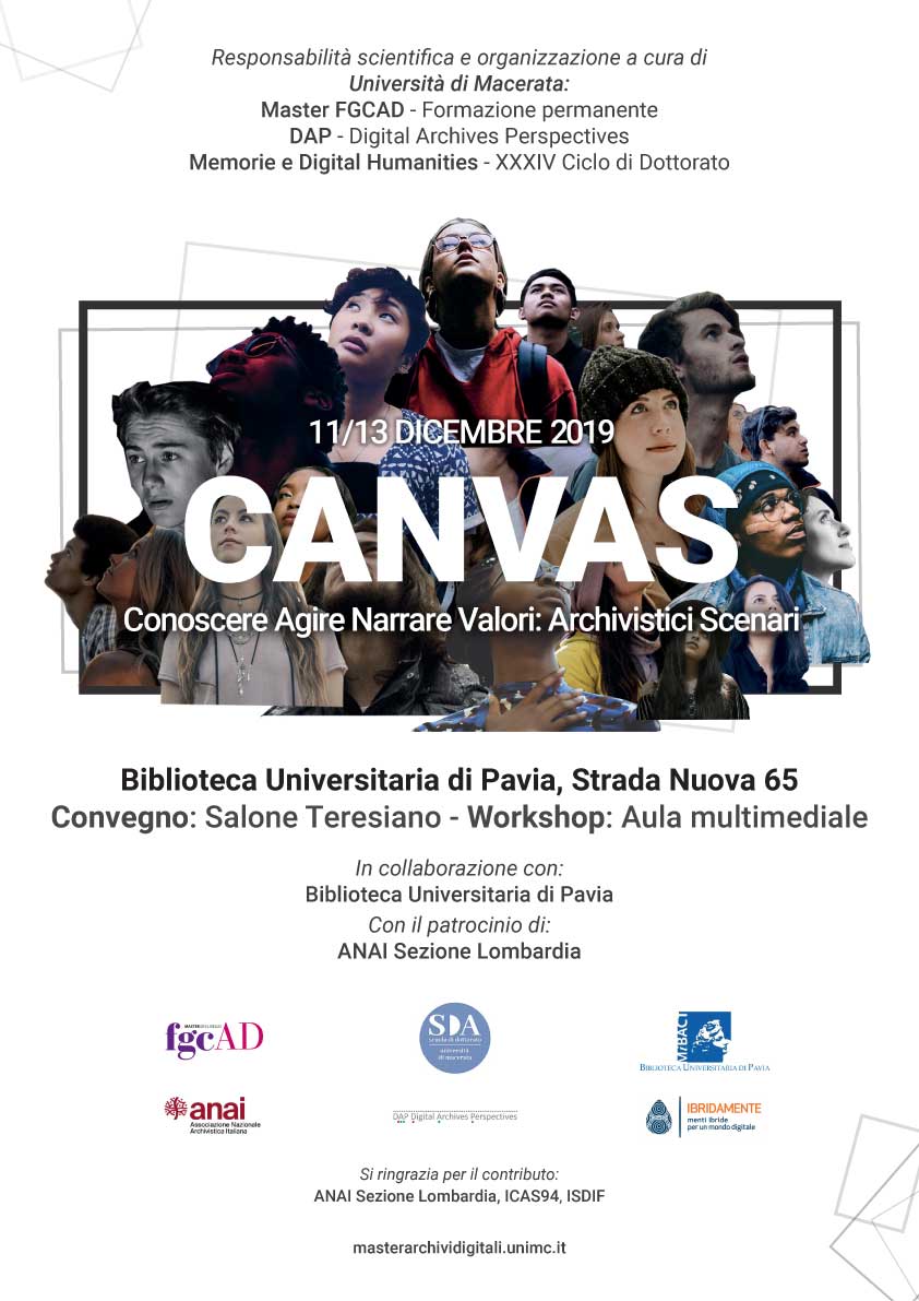 Canvas. Conoscere, agire, narrare valori: archivistici scenari - Locandina