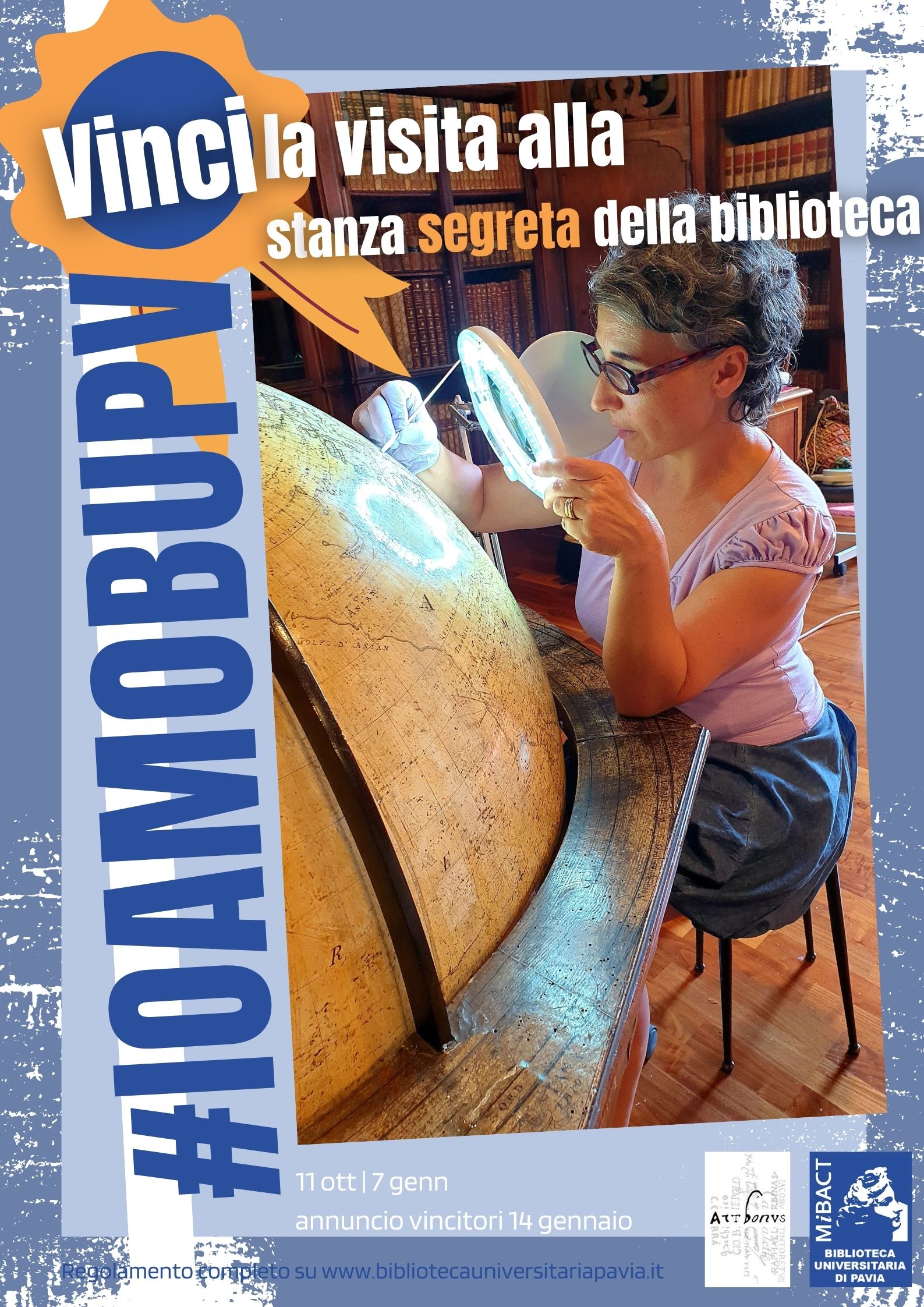 Vinci una visita alla stanza segreta della biblioteca! Contest fotografico #ioamobupv a sostegno del concorso Art bonus - Locandina