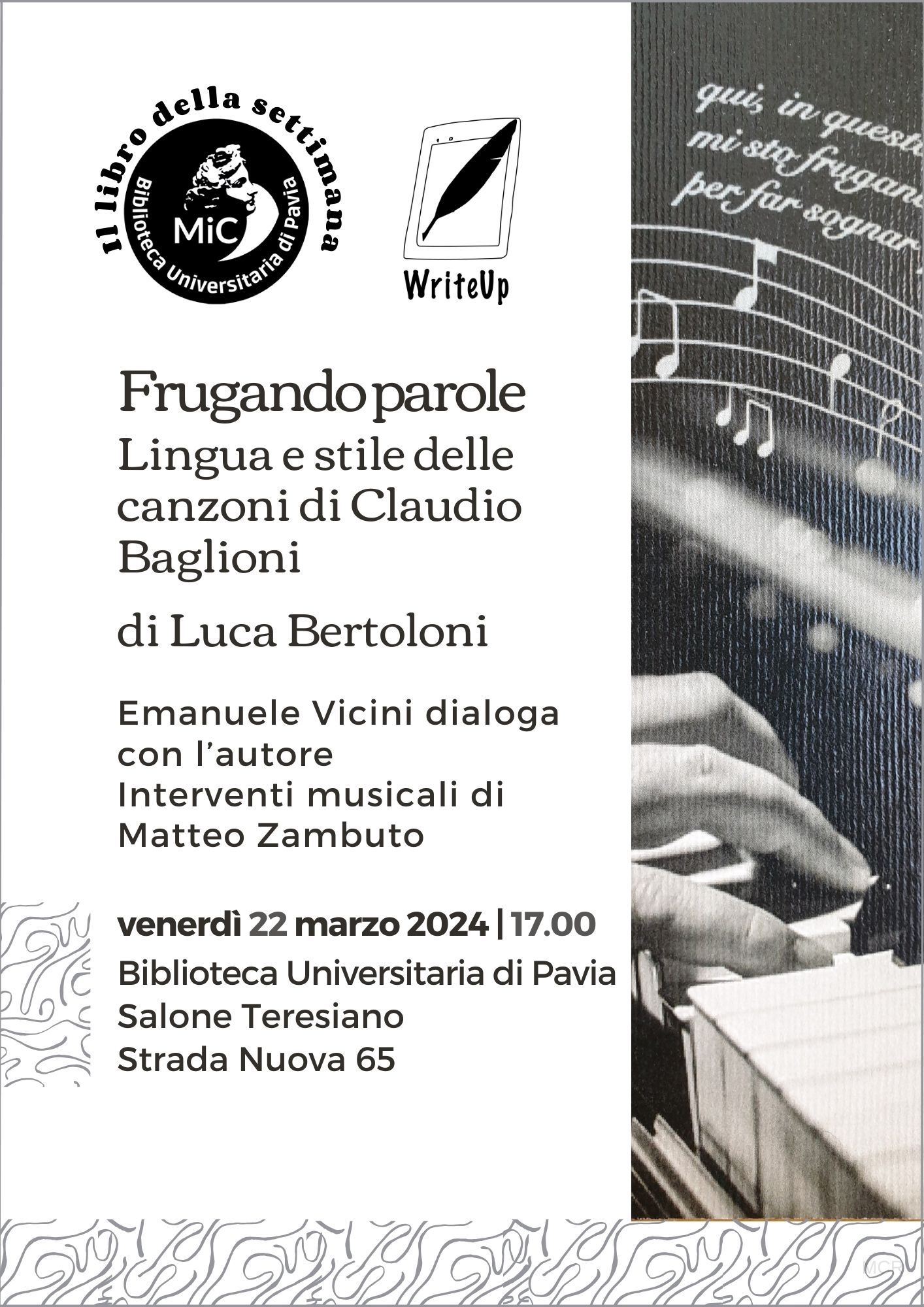 Frugando parole. Lingua e stile delle canzoni di Claudio Baglioni di Luca Bertoloni - Locandina